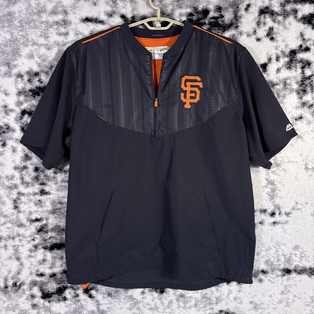 Majestic San Francisco Giants Windbreaker Pullover Mens Extra Large Black